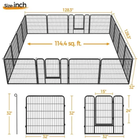 Yaheetech Heavy Duty 16 Panel Pet Playpen Dog Exercise Pen Black image {3}