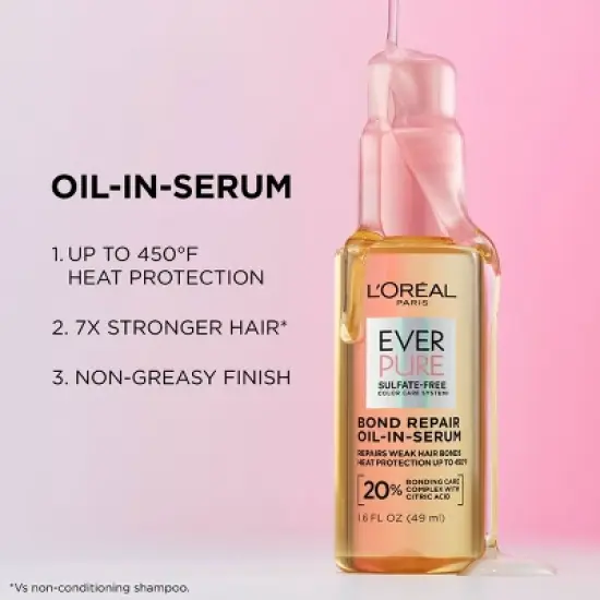 L'Oreal Paris EverPure Bond Repair Hair Oil-in-Serum and Heat Protectant - 1.6 fl oz image {2}