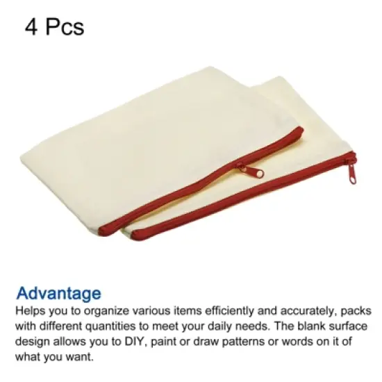 Unique Bargains Canvas Zipper Blank Home Office Travel File Bags 4 Pcs image {2}