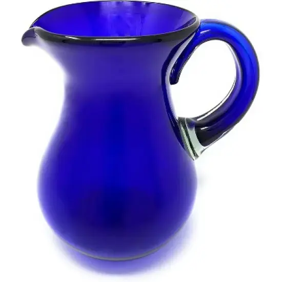 Dos Sue��os Mexican Hand Blown  Pitcher - Pure Cobalt Design - 84oz image {5}