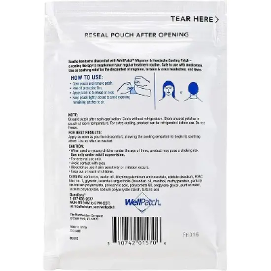 Wellpatch Migraine & Headache Cooling Patch Large, 4 Ct image {1}