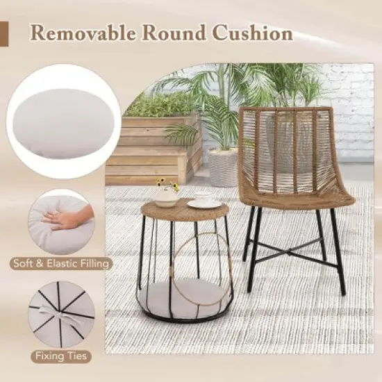 Costway 3 PCS Outdoor Furniture Set with Pet House & Heavy Duty Metal Frame Brown image {6}