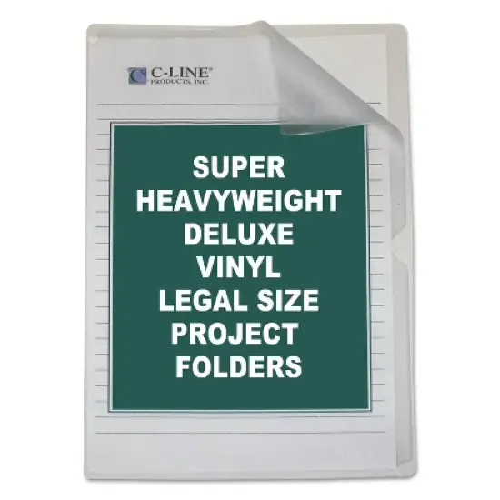 C-Line Deluxe Project Folders Jacket Legal Vinyl Clear 50/Box 62139 image {3}