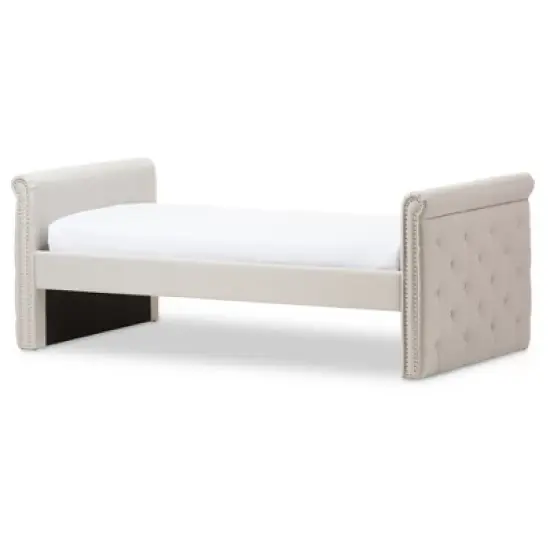 Twin Swanson Modern and Contemporary Fabric Tufted Daybed with Roll-Out Trundle Guest Bed - Baxton Studio image {6}