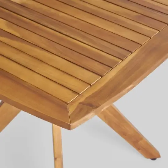 Alondra 5pc Acacia Wood Square Dining Set - Teak - Christopher Knight Home image {4}