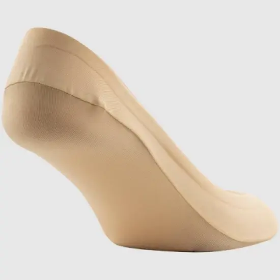 Peds Women's 2pk V Neck Super Low Cut Liner Socks - Black/Nude 5-10: Nylon Spandex Knit, Hidden Gel Heel Grip image {2}