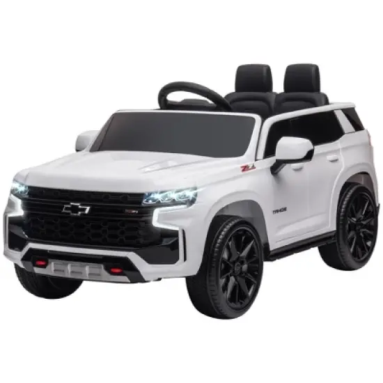 Aosom Licensed Chevrolet TAHOE Electric Car for Kids with Remote Control, 12V Battery Powered Ride On Car with 2 Speeds, Spring Suspension, LED Lights, MP3, Horn, Music, for 3-6 Years Old, White image {3}
