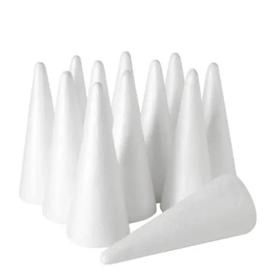 Juvale 12 Pack Craft Foam - Foam Cones for Crafts, Trees, Holiday Gnomes, Christmas Decorations, DIY Art Projects (7.3x2.7 In) image {5}