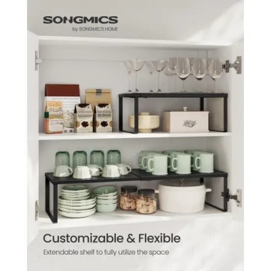 Kitchen Counter Shelf, Extendable Cupboard Organizer, Spice Radck, Metal, Space-Saving image {1}