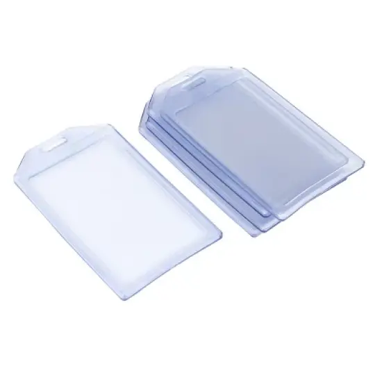 Unique Bargains Clear Blue PVC Soft Vertical Waterproof ID Work Badge Card Holder 5 Pcs image {2}