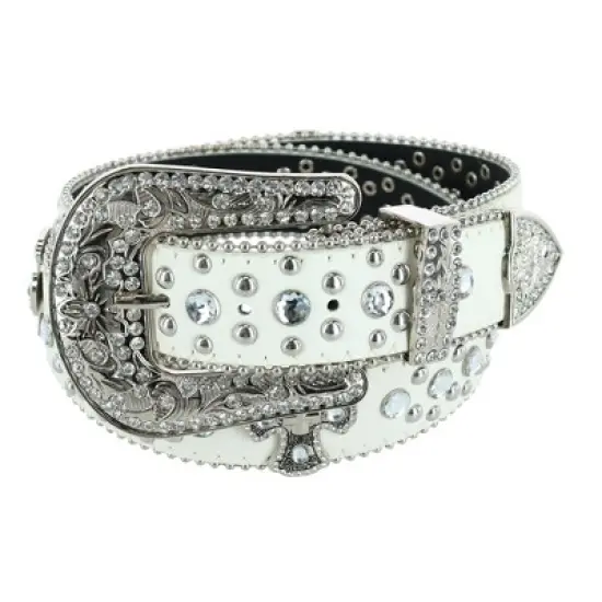 CTM Women's Cross Concho Western Rhinestone Belt image {6}
