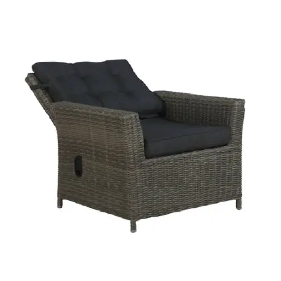2pc Asti Wicker Outdoor Recliner & 15" Ottoman Patio Seating Set - Gray - Alaterre Furniture image {4}