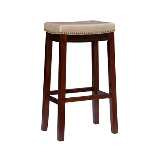 Padded Saddle Seat Barstool Hardwood - Linon image {14}