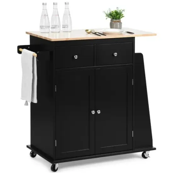 Costway Rolling Kitchen Island Utility Trolley Cabinet Storage Spice Towel Rack image {4}