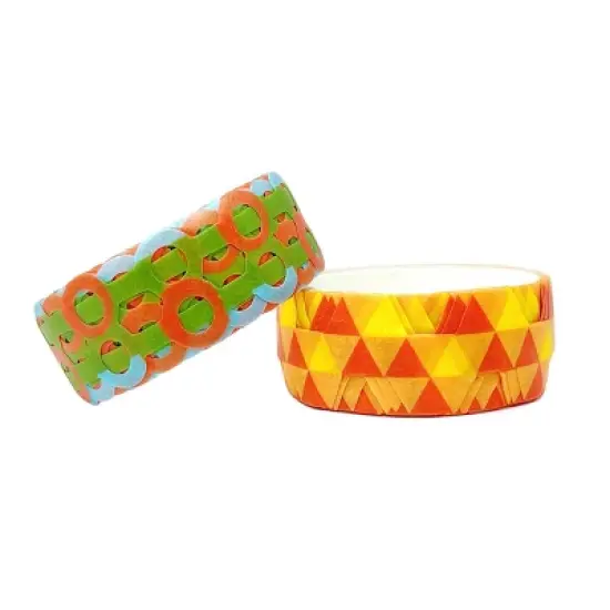 Wrapables Bright Geometric Design Hollow Washi Masking Tape 4M Length Total (Set of 2) image {5}