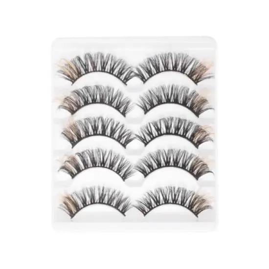 Unique Bargains 3D Curly Mixed Color False Eyelashes 5 Pair image {4}