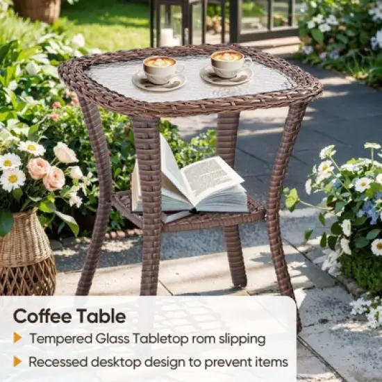 Gymojoy Outdoor Sofa Swivel Chairs with Fire Pit Table image {11}