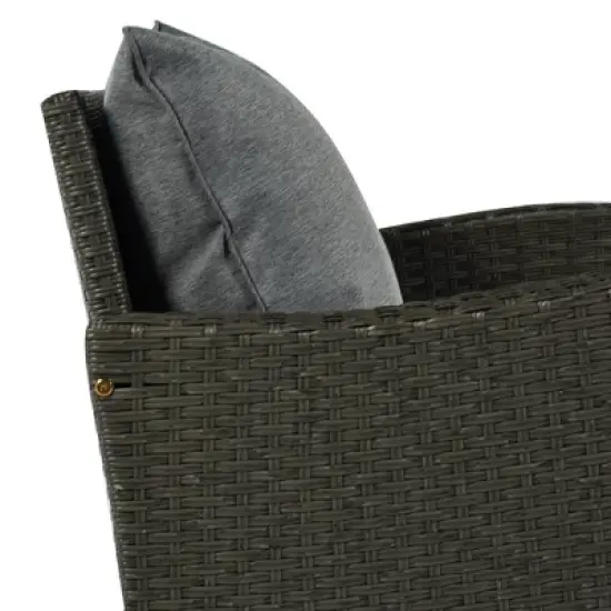 6pc Outdoor Set with Loveseats, Sofa, Chair, Bench & Coffee Table - Gray - GODEER image {10}