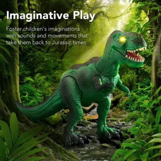 Best Choice Products Kids Remote Control Dinosaur Toy, Electronic RC T-Rex w/ Light-Up LED Eyes, Roaring Sounds - Green image {4}