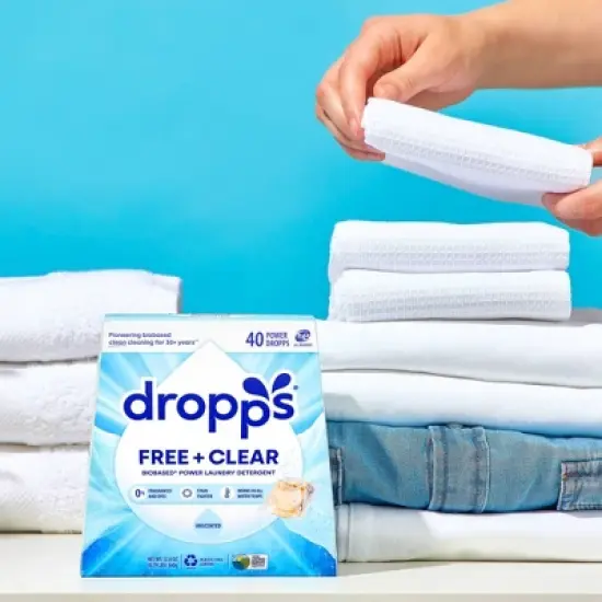 Dropps Laundry Odor & Stain Biobased Detergent Pods Free + Clear - Unscented - 40ct image {9}