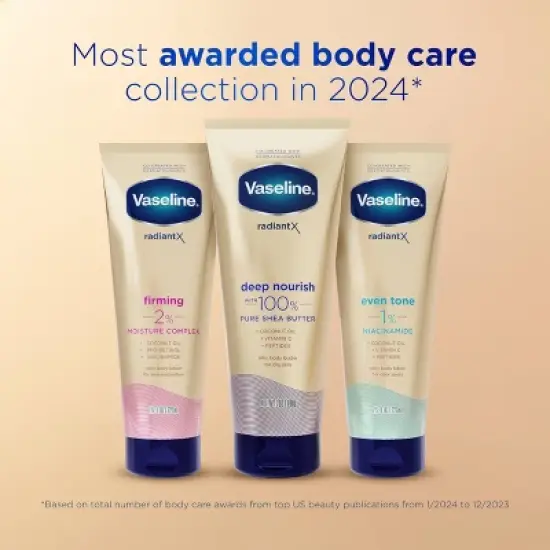 Vaseline Radiant X Even Tone Coconut Oil, Vitamin C & Peptides Body Lotion for Dry Skin - 7.5 fl oz image {6}