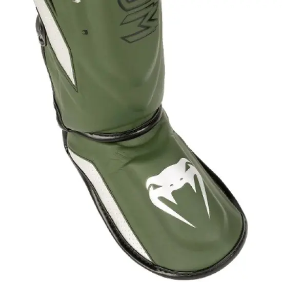 Venum Elite Evo Protective Shin Instep Guards - Khaki/Silver image {1}
