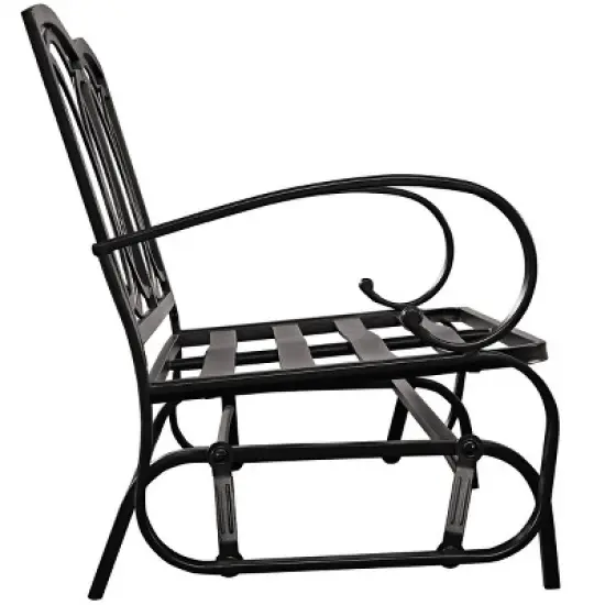 Tangkula Patio Loveseat Bench Steel Frame Furniture Rocking Bench With Cushions Outdoor image {7}