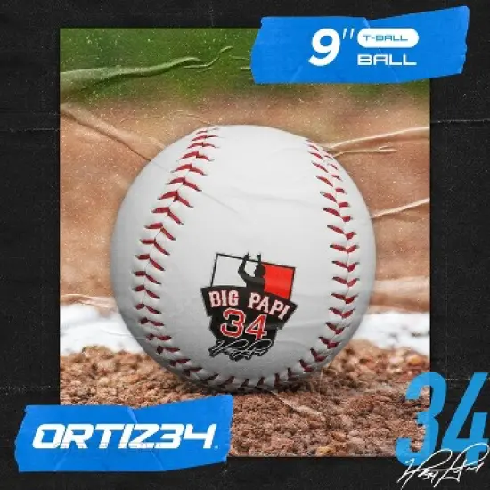 Ortiz34 9" Graffiti Youth T-Ball Glove, Right Hand Throw, Easy Close, No Break-In, Lightweight, Black/Blue image {2}