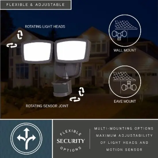 VAXCEL Integrated LED Motion Sensor Dusk to Dawn Outdoor Security Flood Light - 180 Range - 70 Ft image {5}