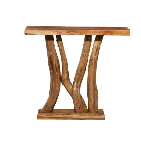 Contemporary Teak Wood Console Table Brown - Olivia & May image {5}