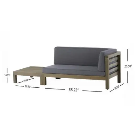 FIONECA Right Corner Bench with Coffee Table, Outdoor Patio Seating Set, Dark Grey Finish image {2}