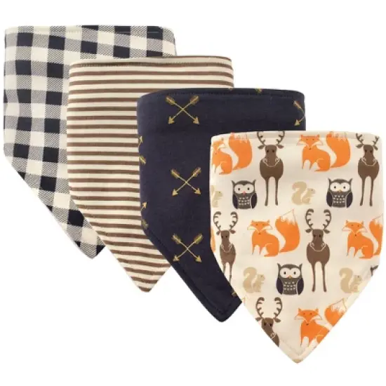 Hudson Baby Infant Boy Cotton Bandana Bibs 4pk, Forest, One Size image {1}