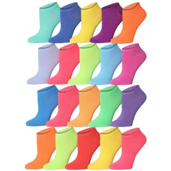 Solid Color Rainbow No Show Socks - 20 Pairs image {4}