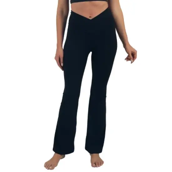 Alpine Swiss Leila Womens Flare Leggings High Waisted Crossover V Waist Buttery Soft Tummy Control Yoga Pants Not See Through Workout Bootcut Tights image {7}
