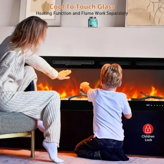 Acekool 72" Smart Electric Fireplace, WiFi/Remote Control, 1500W/750W Heater, 12 Flame Colors, Wall Mount or Recessed image {4}