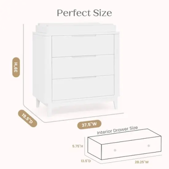 Delta Children Noah 3 Drawer Dresser with Changing Top and Interlocking Drawers image {8}