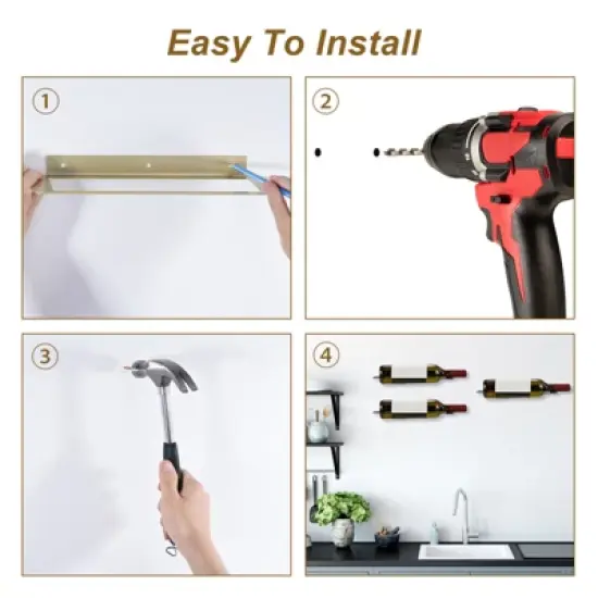 Unique Bargains Durable Iron Rustless Solid and Sturdy Wall-Mounted Wine Rack image {5}