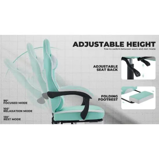 Racxily Gaming Chair, Ergonomic Computer Chair with Footrest and Massage Lumbar Support, Height Adjustable for Adults, 300lb Max image {6}