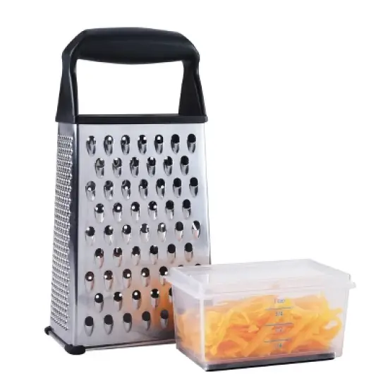 OXO Softworks Box Grater: Stainless Steel Cheese Shredder with Soft-Grip Handle & Storage Box, Dishwasher-Safe image {4}