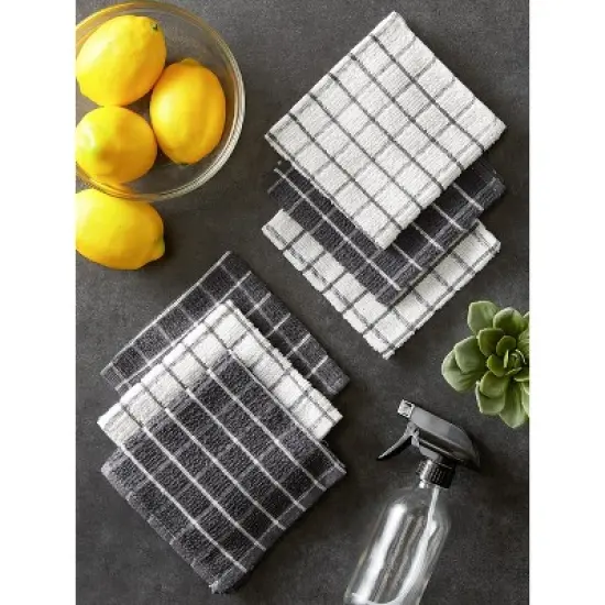Design Imports Gray Combo Windowpane Dishcloth (Set Of 6) image {3}