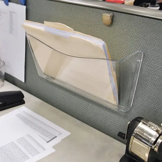 Azar Displays Clear Plastic Wall Mount File Holder with Hanging Hardware, 4-Pack image {3}