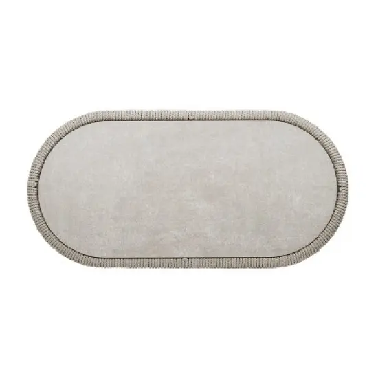 Jennifer Taylor Home Everly 43.5" Oval Woven Patio Coffee Table, Light Beige Olefin image {3}