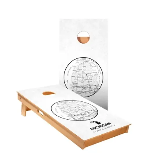 Skips Garage Michigan State Map Cornhole Boards - ACA Star Series image {1}