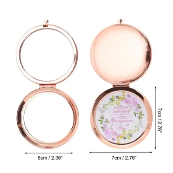 Unique Bargains Beauty Makeup Mirror Rose Gold Tone 1 Pc image {1}