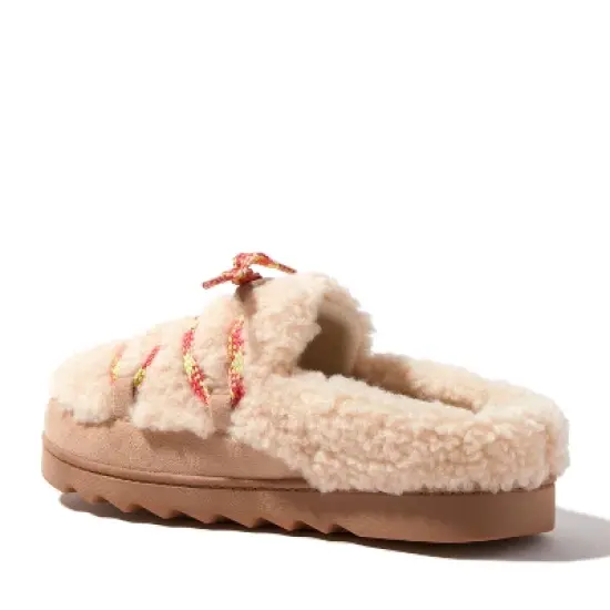 Dearfoams Women's Giselle Lace Up Teddy Clog Slipper image {2}