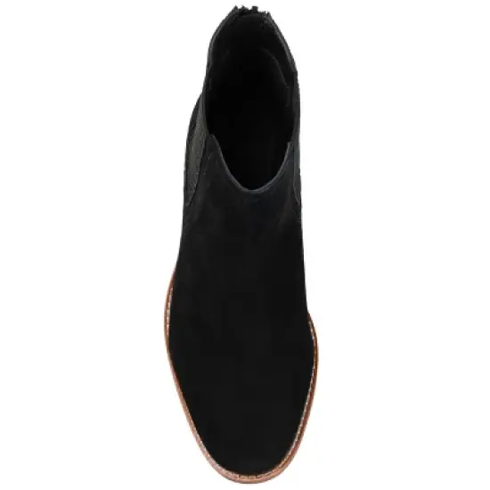 Journee Signature Womens Genuine Leather Tazlyn Round Toe Stacked Chelsea Booties image {3}