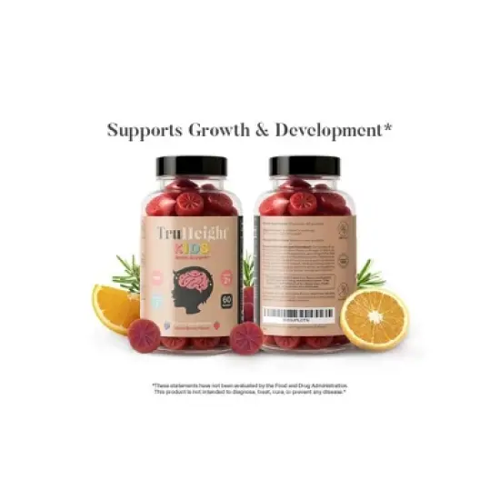 TruHeight Kids Brain Growth Gummies (Ages 2+) All Natural Kids & Toddler Vitamins - Omega-3, DHA Multivitamin - Brain & Memory Supplements image {5}