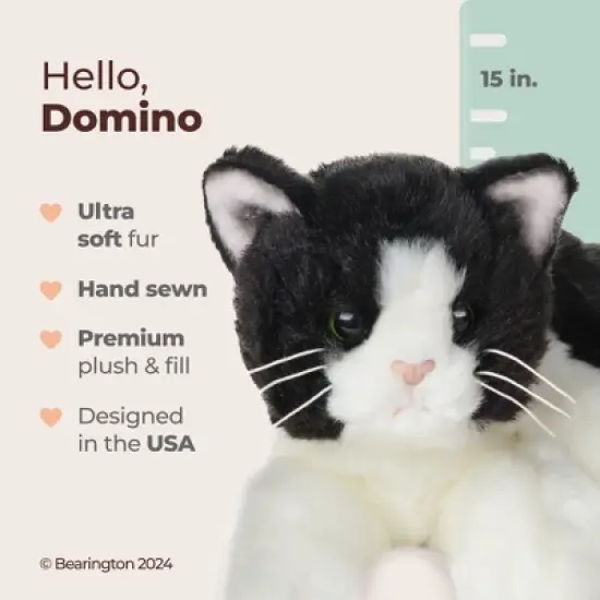 Bearington Bearington Collection Domino Plush Stuffed Animal Black and White Tuxedo Cat 15", For Ages 3-14 image {5}