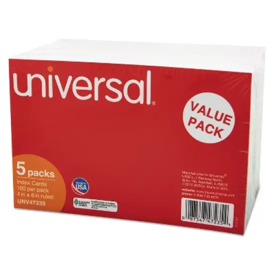 UNIVERSAL Ruled Index Cards 4 x 6 White 500/Pack 47235 image {1}