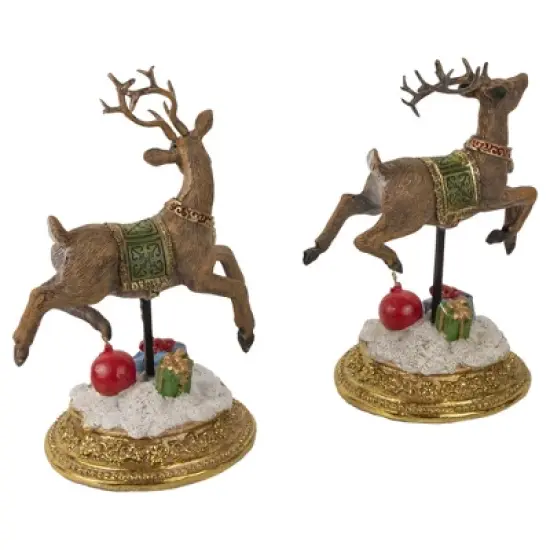 Northlight Glittered Reindeer Christmas Stocking Holders - 9.5" - Set of 2 image {3}